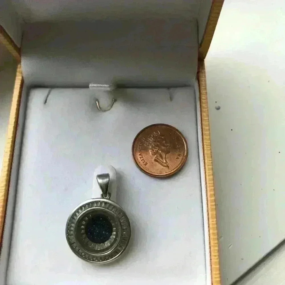 Real Silver and sapphire, baguettes and zirconium pendant